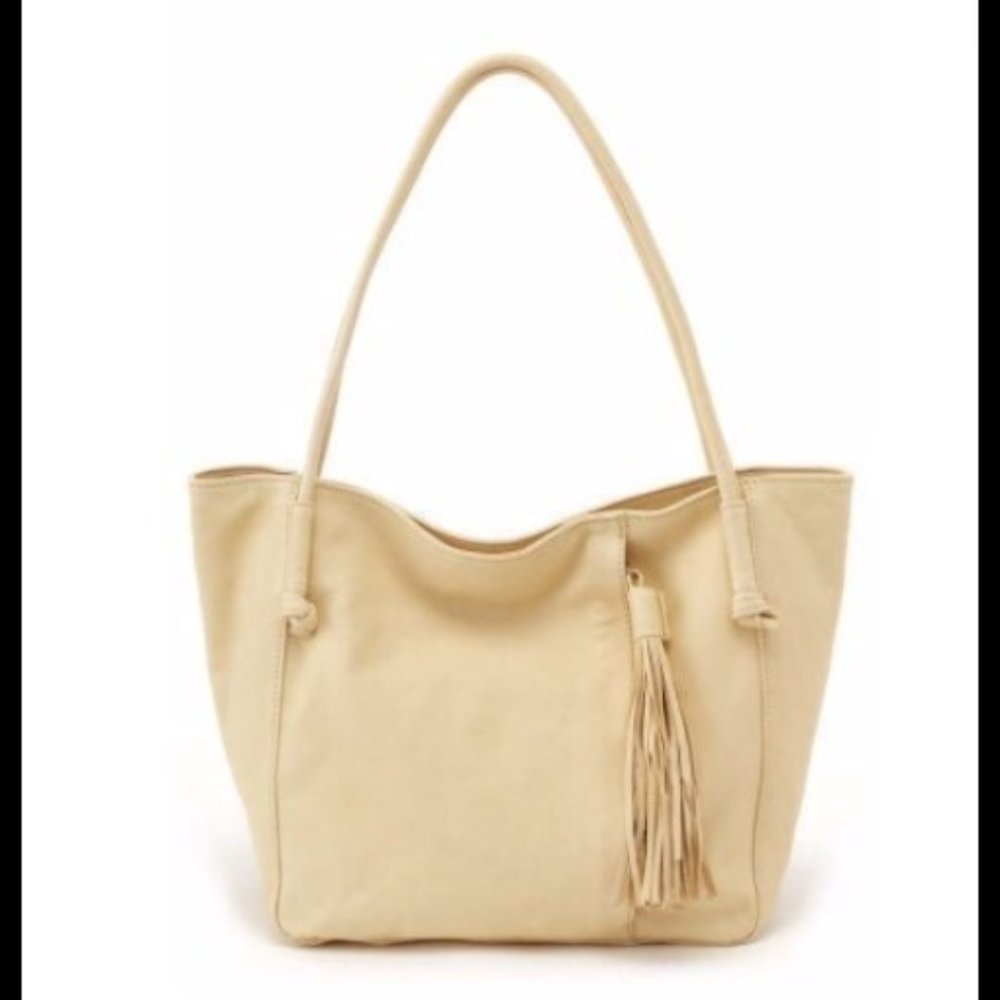Hobo International Brand Leather Bag in Cream Buff with Tassel BNWT